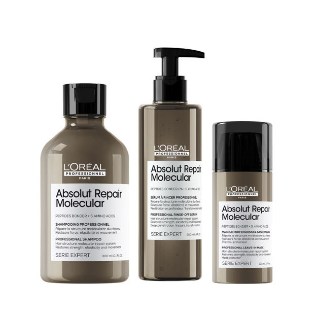 Imagen de Pack Loreal Pro Molecular Shampoo + Serum + Leave In