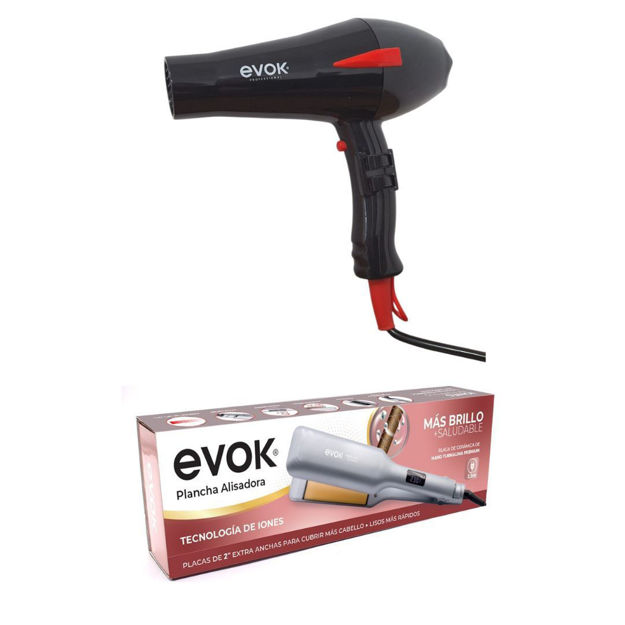 Imagen de Kit Secador Profesional 1800 W + Plancha Procare Evok